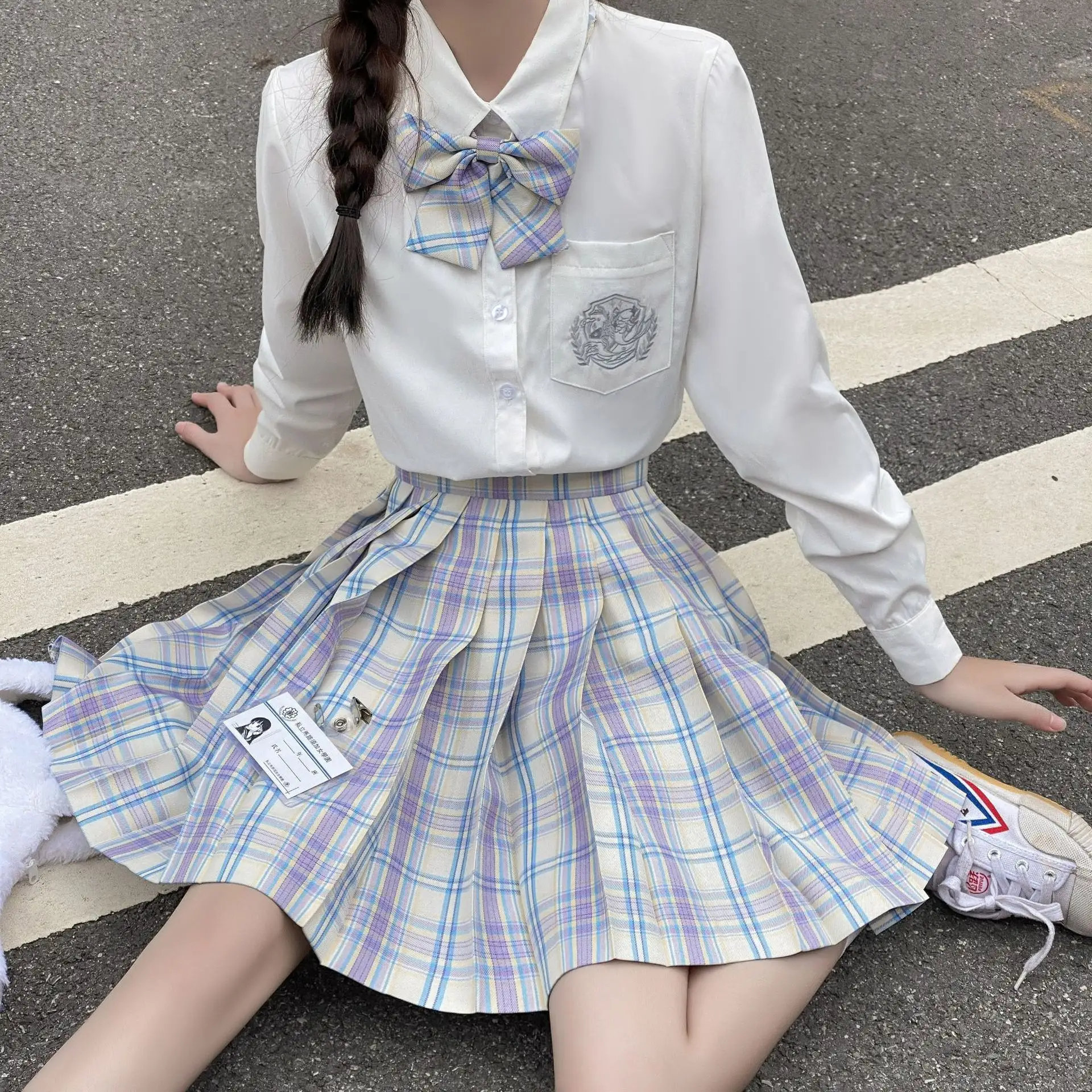Jk saia midi plissada, uniforme de designer japonês, xadrez, plissada, para estudantes, estilo universitário, trajes para outono