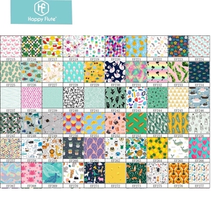 HappyFlute定制数码印花面料批发100% 涤纶面料PU防水布尿布缎面花卉面料