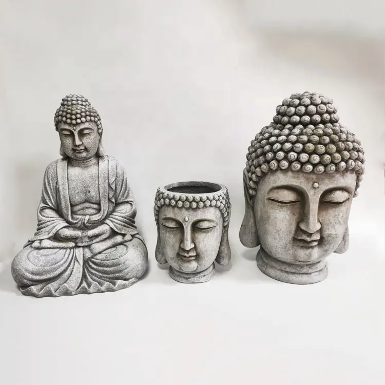 60CM Grand Gardem Extérieur Assis Méditant Bouddha Zen Statue Oxyde Magnésium Bit Had Buda Statue Pot De Fleur Atmosphère Relax