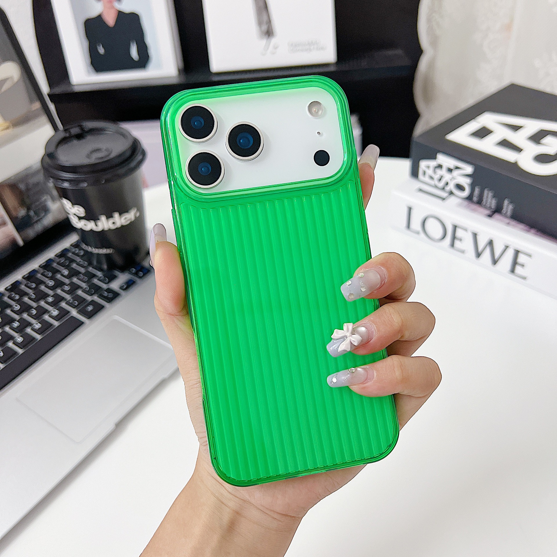 Translucent dark green shell