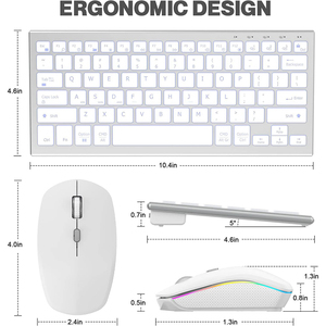 Combo de teclado y ratón inalámbricos Juego de teclado y ratón retroiluminado ultradelgado Teclado recargable USB multidispositivo 2,4G - Product Image 4