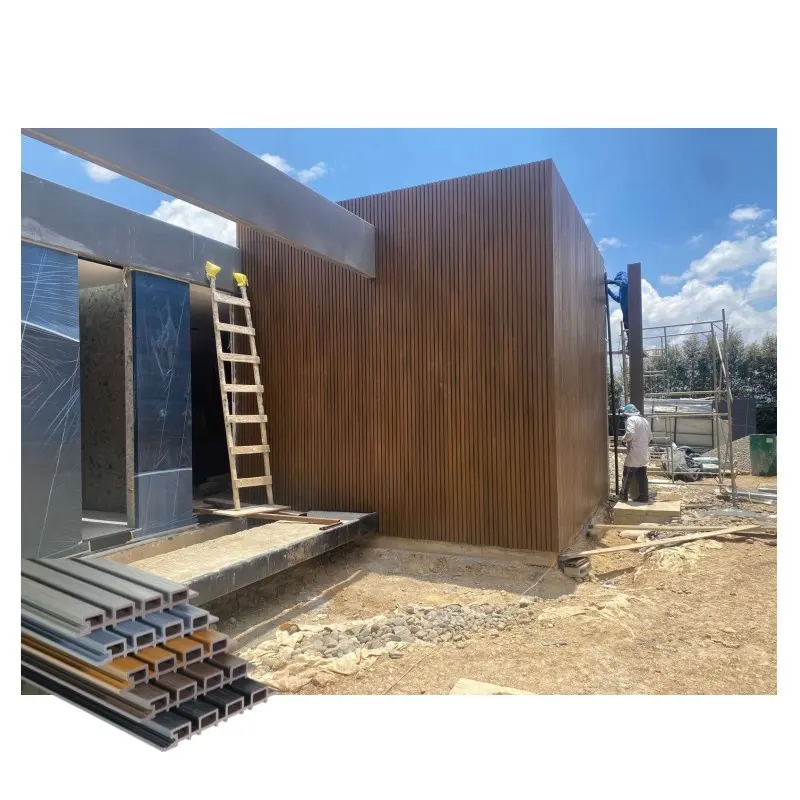 Listones de aluminio de grano de madera Fachada Edificio Panel de revestimiento de fachada de pared exterior