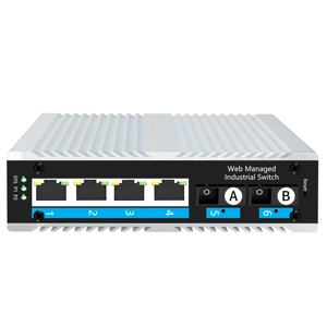 Interruttore Ethernet L2WEB a 6 porte di grado industriale per transito su rotaia singolo modalità di gestione a fibra singola con funzione SNMP - Product Image 1