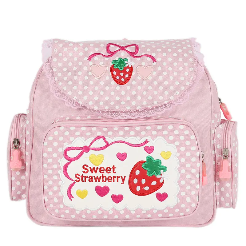 Mochila infantil fofa e bonita de morango, bolsa escolar de lona com desenho animado para crianças, 2022