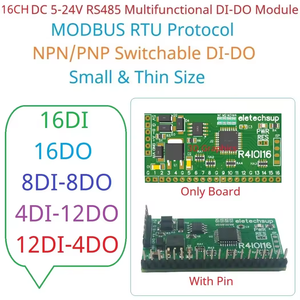 16CH 5 in 1 <strong>Modbus</strong> Rtu Digital IO <strong>Module</strong> RS485 NPN PNP DI-DO Pin Core Board Switching Input <strong>Output</strong> PLC HMI Remote IO Expanding - Product Image 6