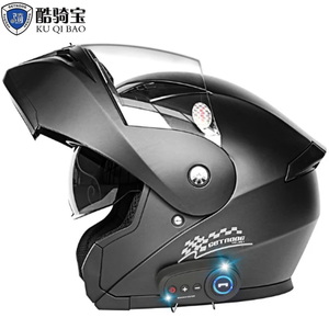 Casco de motocicleta abatible hacia arriba de doble lente de cara completa con sistema de intercomunicación BT integrado - Product Image 1