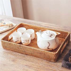 Mây Phục Vụ Khay Nhà Tổ Chức Vòng Cỏ Biển Bánh Mì Giỏ Cho Ngoài Trời Khay Bánh Crackers liễu Trái Cây Tấm Tự Nhiên Bằng Gỗ - Product Image 5