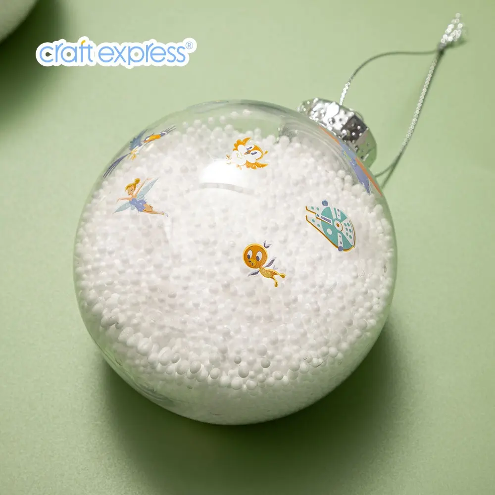 Craft Express Wholesale Sublimation Blanks 8cm Cartoon Patterned Ornament Clear Plastic Sublimation Christmas Ball Ornaments