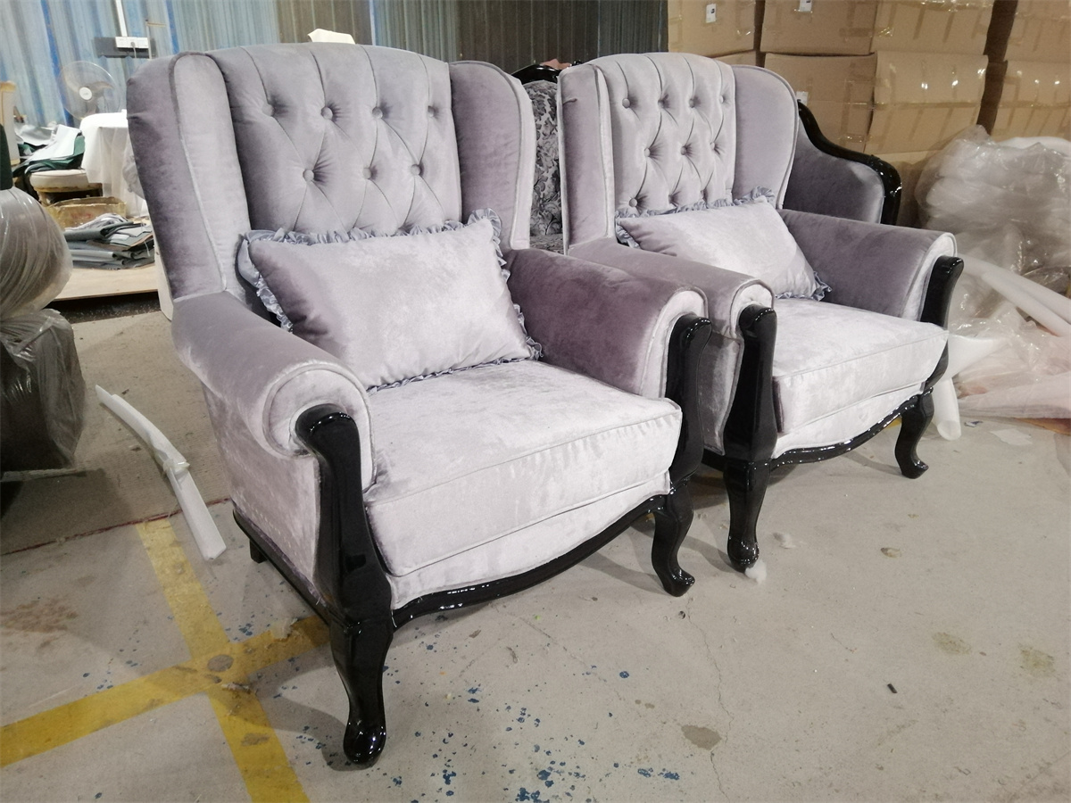 foshan chuangdian 5 star hotel furniture single seat luxury velvet living room Chesterfield sofas