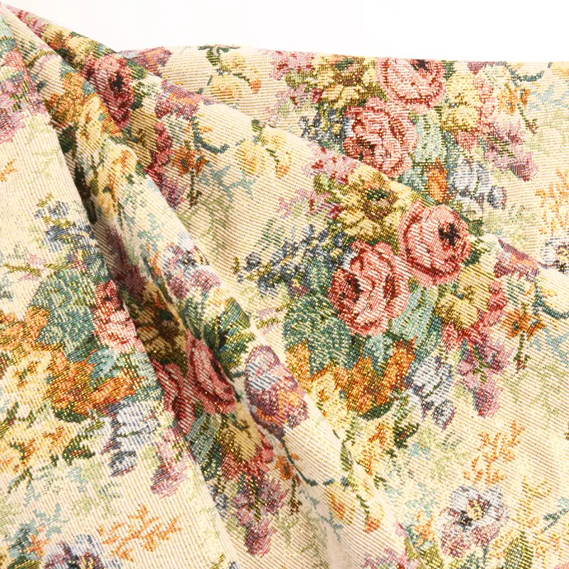 Olyester-tela jacquard de algodón para muebles, calzado con estampado floral, 2023