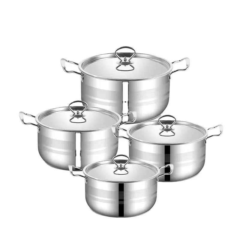 Lazada vendita calda cucina 8 pezzi Set di pentole multifunzionali Set di pentole per zuppa in acciaio inossidabile