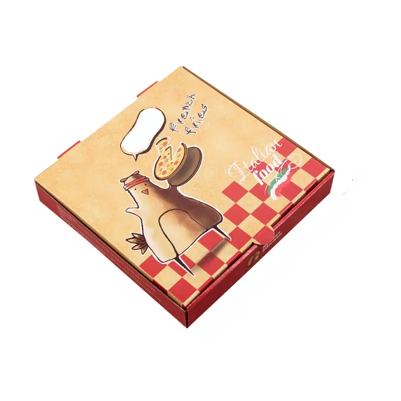 कस्टम नालीदार पिज्जा बॉक्स फ्राइज़ हैमबर्गर बेकिंग Takeout क्राफ्ट पेपर पिज्जा बक्से