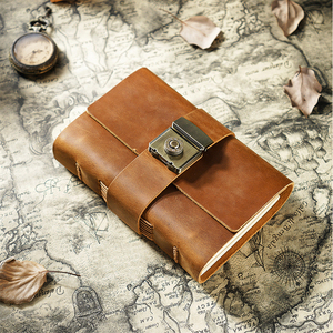 Diario Vintage in vera pelle Hand Ledger combinazione Lock cancelleria regali Top Layer quaderno in pelle bovina quaderni aziendali personalizzati - Product Image 4