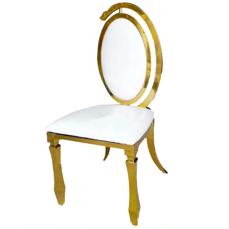 Chaises de banquet de mariage en cuir doré et blanc de haute qualité 2024