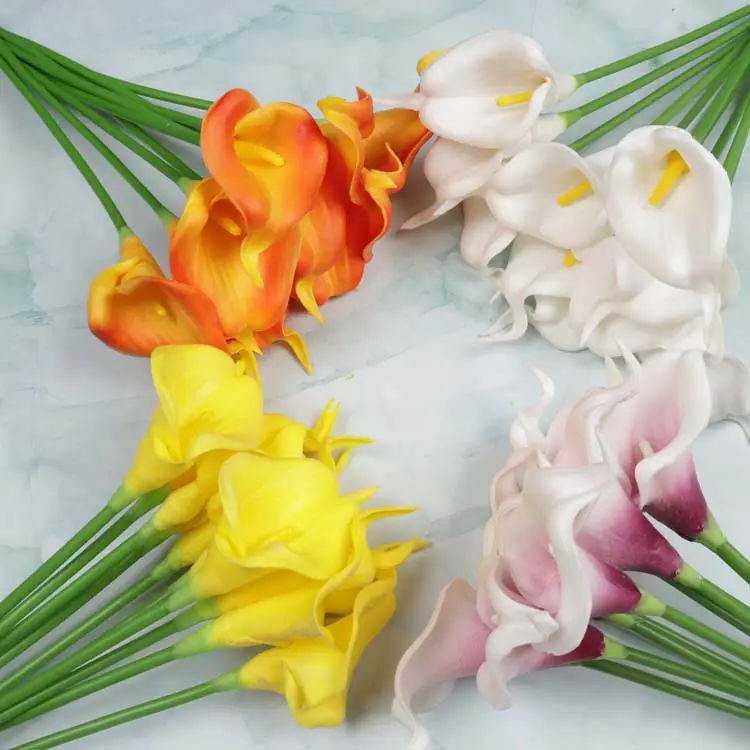32Cm Pu Mini Calla Lily Bouquet de mariage décoration fleur artificielle pour la maison Vase décor