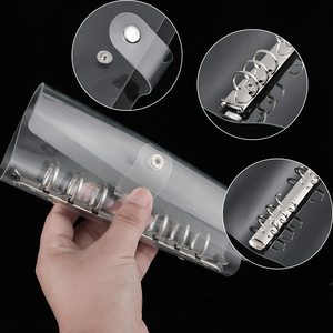 A6 coperchio per raccoglitore in PVC trasparente coperchio per raccoglitore a 6 anelli chiusura con bottone a pressione cartelle a fogli mobili protezione per guscio per Notebook morbida ricaricabile