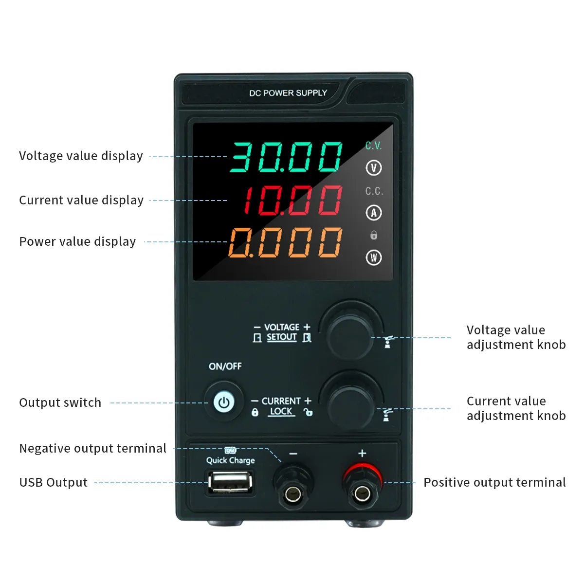 MYAMI MY-K3010MF Black 30V 10A Adjustable Variable DC Regulated Power Supply 300W Mobile Phone Repair Power Supply