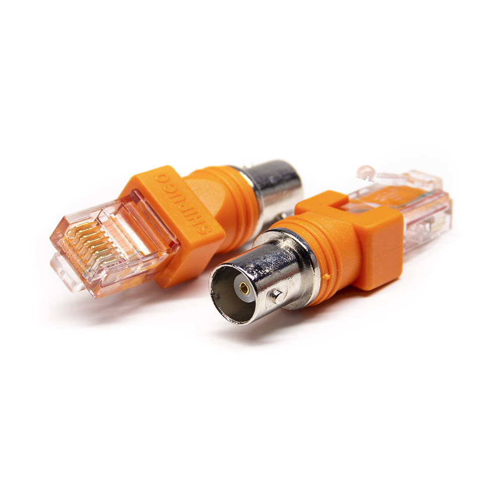 Adaptador recto BNC hembra a RJ45 macho