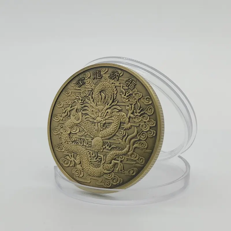 Ôn Châu nhà máy thu thập tiền xu Antique người mua kim loại 3D vàng lưu niệm Trung Quốc rồng đồng xu