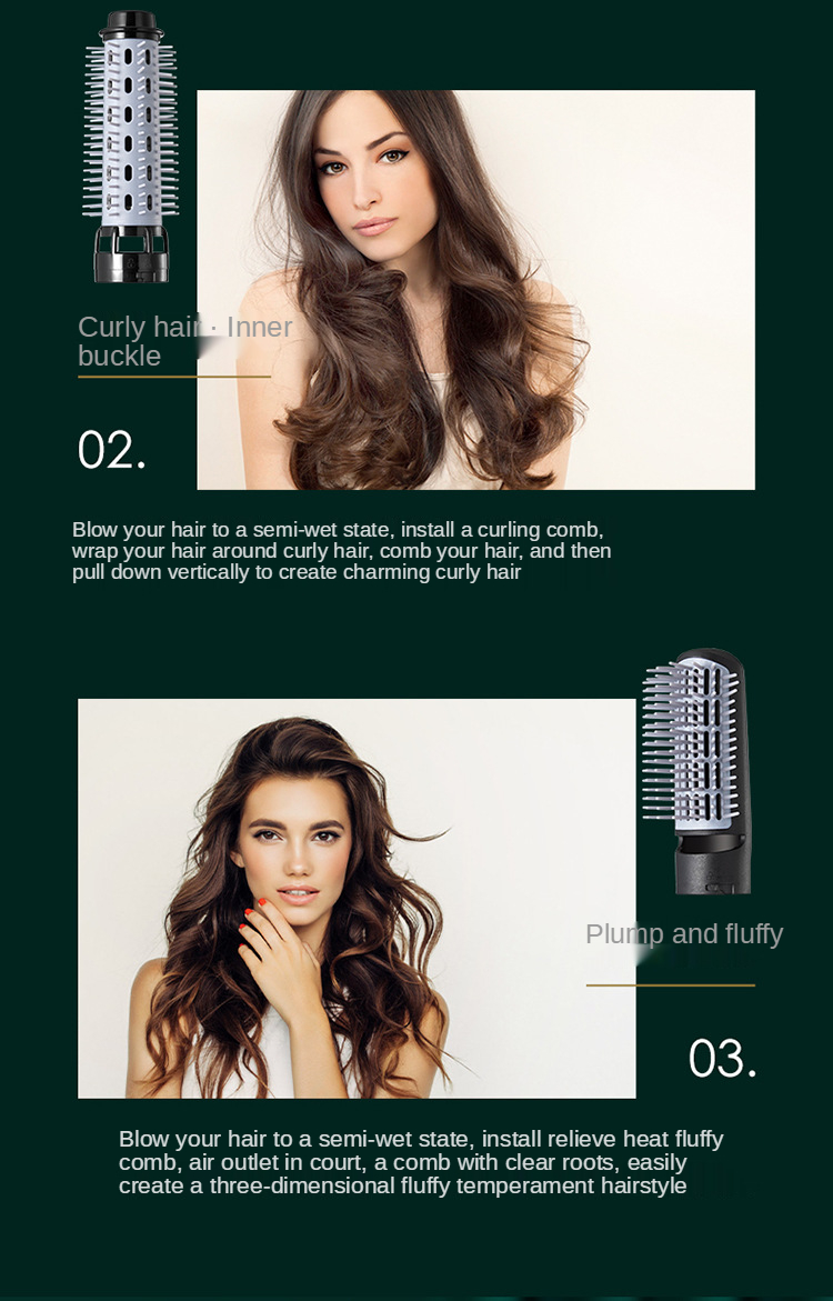 Amazon hair dryer Portable comb straight curl dual-purpose styling hot air comb multifunctional household straight hair curling