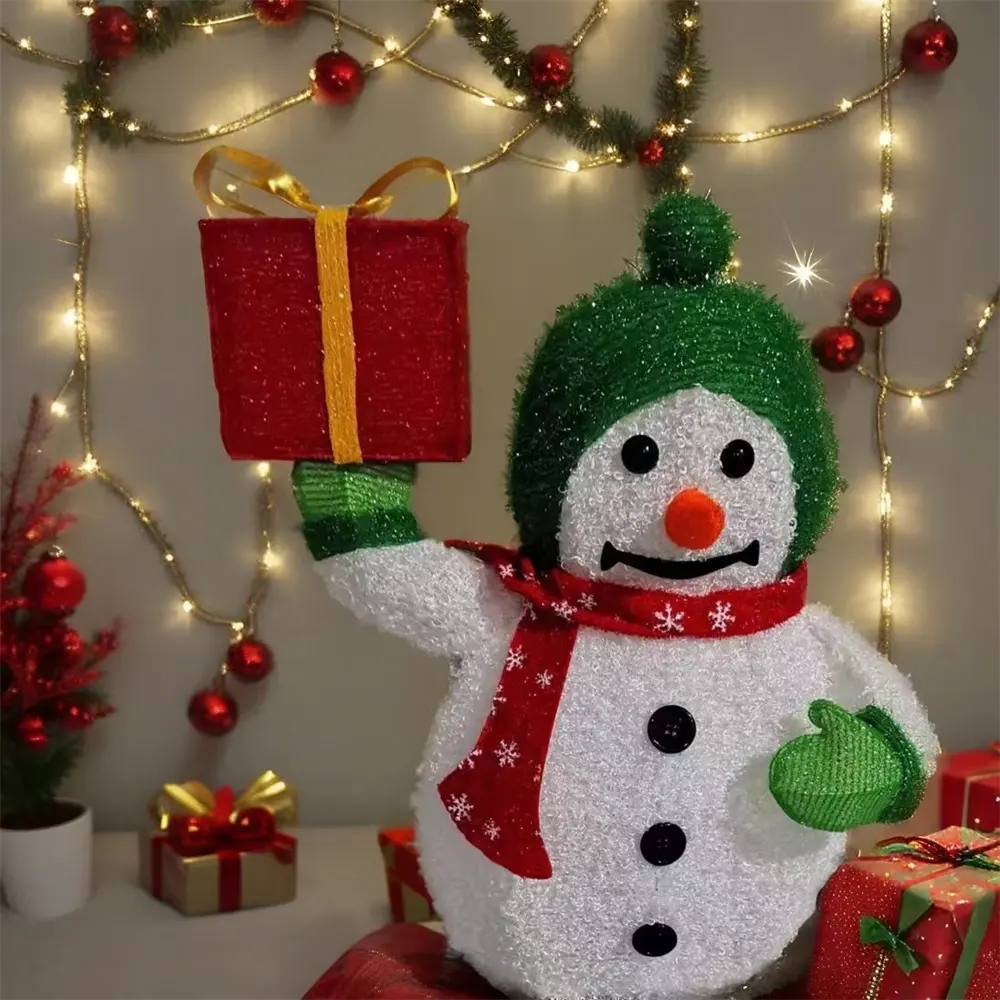 Figura navideña de muñeco de nieve de 24 pulgadas con caja de regalo, juguete de decoración navideña