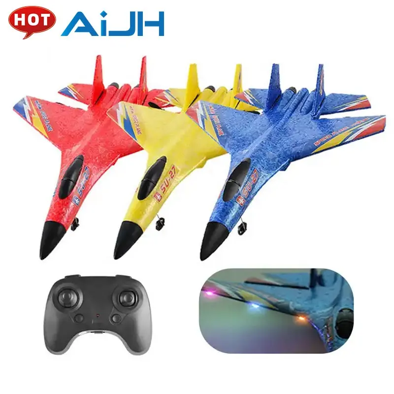 AiJH Hot EPP Su 27 Rc Avión Modelo de avión Fighter-Wing Glider Rc Avión de espuma Anti-caída Irrompible Fighter Jet Rc Avión