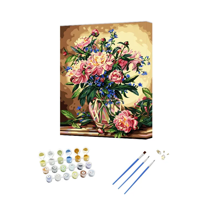 Lona Pintura A Óleo Digital por Números Vaso De Vidro Com Flor HD Impressão Diy 3d Parede Pendurado Pintura Decorativa