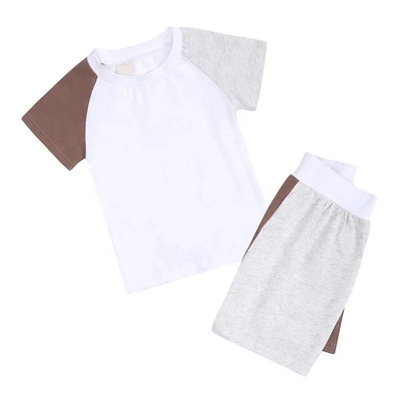 Newborn baby 2021 new arrivals organic baby boys' Clothing Sets cotton color block t shirt shorts baby gift set