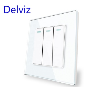 Delviz sertleştirilmiş kristal anahtarı paneli, AC 110V ~ 250V kare 16A güç denetleyicisi, cam 3 Gang 2 yollu Push Button duvar ışık anahtarı - Product Image 3