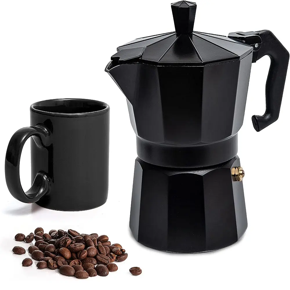 Ücretsiz örnek Espresso Espresso kahve makinesi ile bir kupa gaz elektrikli soba üst klasik İtalyan kahve makinesi Brewer Percolator