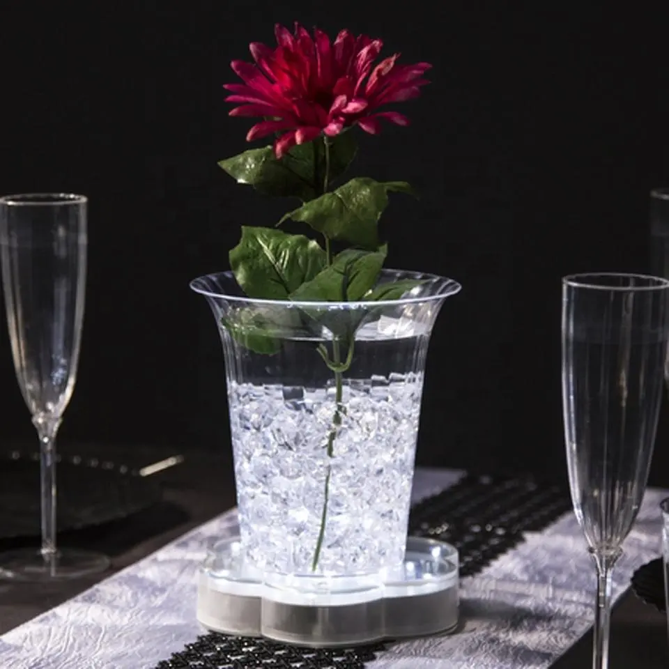 Base de jarrón con forma de flor de 6 pulgadas, base de luz LED para boda, hogar, jardín, centro de mesa, decoración