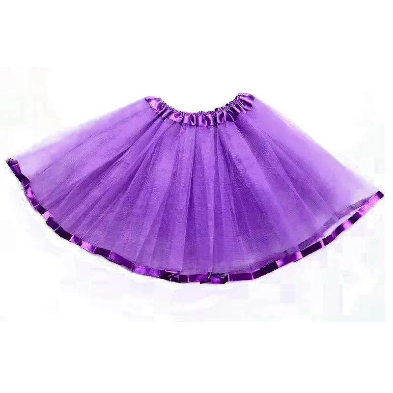 Vestido de baile de tul de Ballet para niñas de alta calidad con borde de bloqueo Diseño de flores Falda tutú hecha en fábrica para ropa de actuación