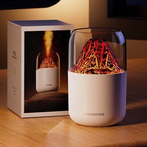 Desain Volcano mesin aromaterapi portabel, untuk rumah, kamar tidur, bahan plastik Pelembab dengan lampu - Product Image 2
