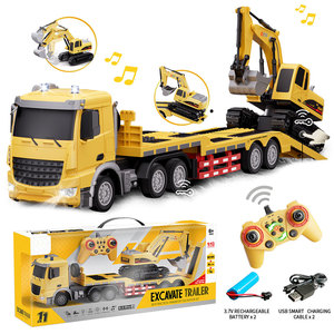 With Light and Music <strong>2in1</strong> 1/12 Scale Excavator Rc Truck and Trailer <strong>Remote</strong> Control Toy - Product Image 1