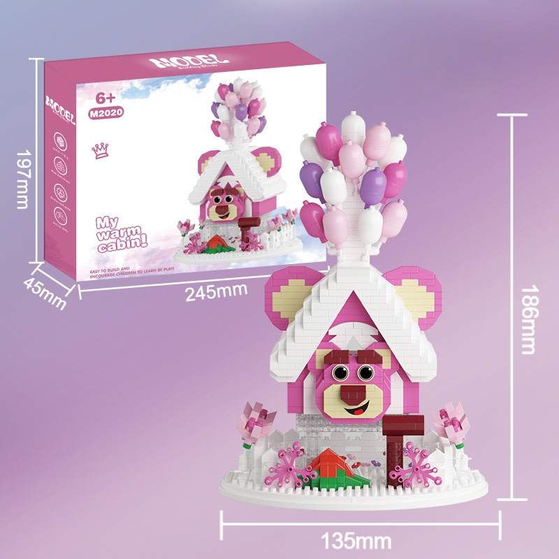 Strawberry bear balloon house 3999 particles color box