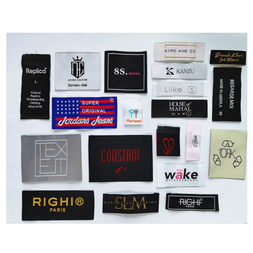 Benutzer definierte Kleidung genäht Logo Stitching Name Kleidungs stück gewebtes Etikett für Textil produkte