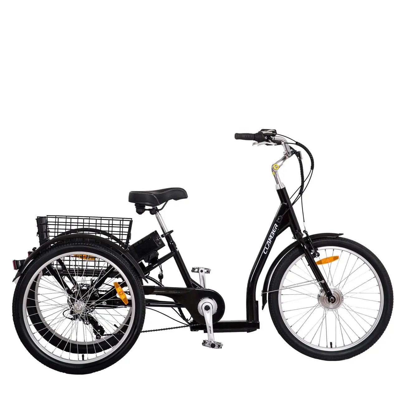 36V 250W Dreirad Fahrrad Fracht Fahrrad mit Korb 24 Zoll 7 Geschwindigkeiten Elektro Dreirad