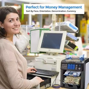 AL-950 2 Pocket Cashing <strong>Counting</strong> <strong>Mixed</strong> Denomination Money <strong>Value</strong> Counter Bill Detector Machine Currency Sorter - Product Image 2