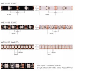DC5V WS2812B Led şerit IP65 30L/60L/144 leds/m WS2812 siyah/beyaz PCB akıllı RGB led ışık - Product Image 2