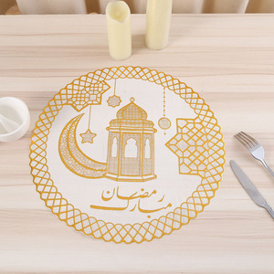 PVC Hot Stamping <strong>Silver</strong> Color Gold Printing Coat-pad Star Moon Placemat Round <strong>Table</strong> <strong>Mat</strong> Waterproof Non-slip <strong>Table</strong> <strong>Mat</strong> - Product Image 3