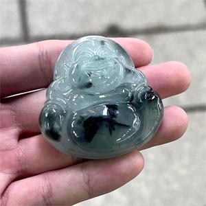 卸売ミャンマーBruma Jumbo Budda <span class=keywords><strong>Jade</strong></span>ブラック笑うBudda 50mm彫刻された翡翠ペンダントジュエリーペンダントDIYアクセサリー