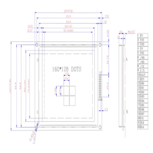 Pannello LCD a matrice di punti grafico 160x128 da 5.1 pollici industriale con controllo T6963 160x128 modulo Display LCD - Product Image 6