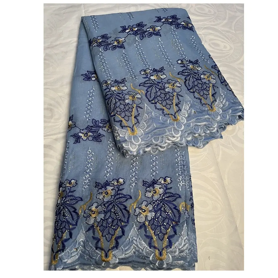 Prezzi all'ingrosso più nuovo Design lafaya Tissu lacci in Voile svizzero con paillettes e pizzo di cotone ricamato per abito da sposa da donna
