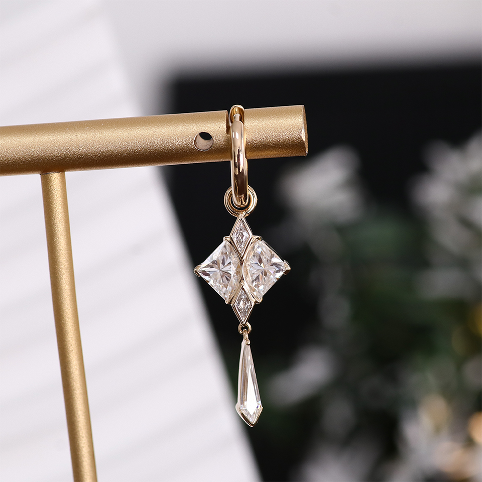 10k gold moissanite diamond earring