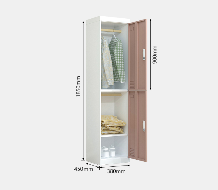2 Doors Metal Locker Cabinet Vertical Standing With Hanger 4