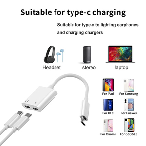 2合1 USB C至Type-C音频适配器3.5毫米连接器DC输出耳机充电辅助电缆三星小米插件连接 - Product Image 3