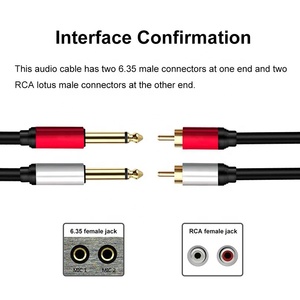 Hifi Audio Cable Dual <strong>6.5</strong>/6.35MM 2 X 6.35MM TS Mono 1/4 <strong>Jack</strong> Male to Dual RCA 2 X RCA Male Stereo <strong>Jack</strong> Audio Adapter Cable Cord - Product Image 3