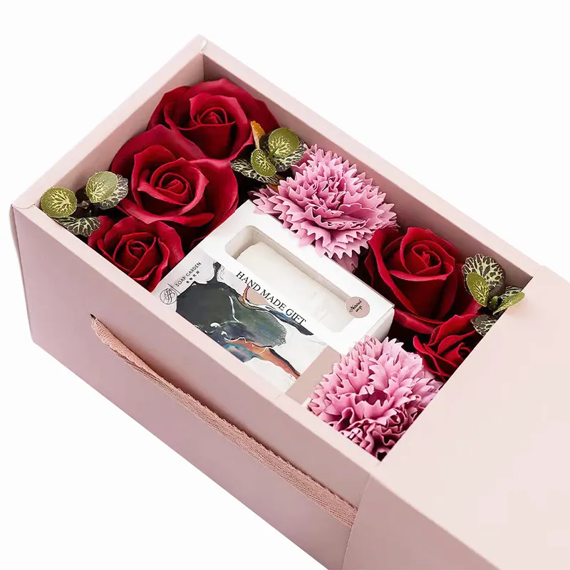 2023 luxe carton ondulé Rose boîtes à fleurs boîte-cadeau de noël emballage en papier Arrangement de fleurs boîte-cadeau avec fenêtre