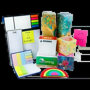 Venta al por mayor cubierta de cuero para hacer la lista de notas adhesivas libro Post Note Set índice combinación blocs de notas personalizados - Product Image 3