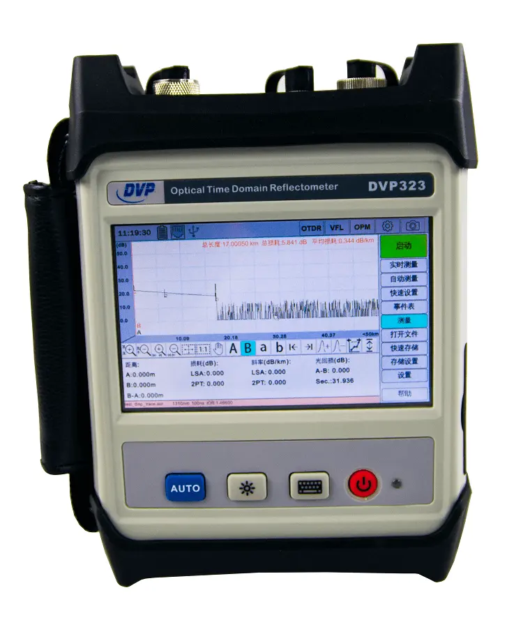 Probador de fibra óptica DVP 323 OTDR, reflectómetro de dominio de tiempo óptico incorporado con VFL y OPM